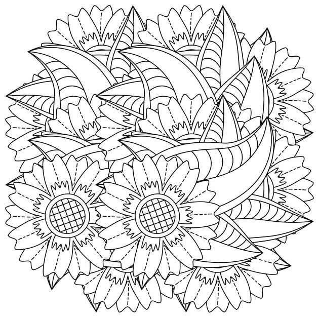 Dibujo de mandala de flores para colorear