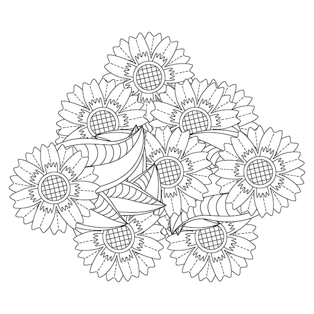 Dibujo de mandala de flores para colorear