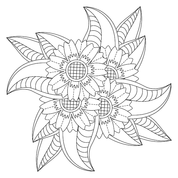 Dibujo de mandala de flores para colorear
