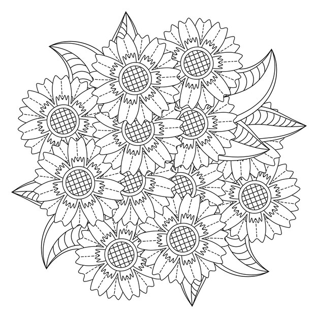 Dibujo de mandala de flores para colorear