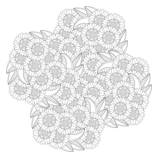 Dibujo de mandala de flores para colorear