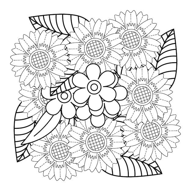 Dibujo de mandala de flores para colorear