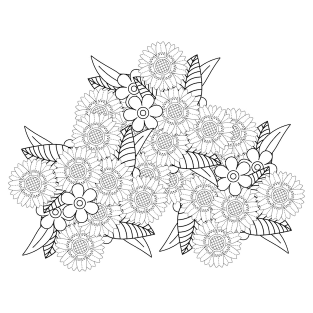 Dibujo de mandala de flores para colorear