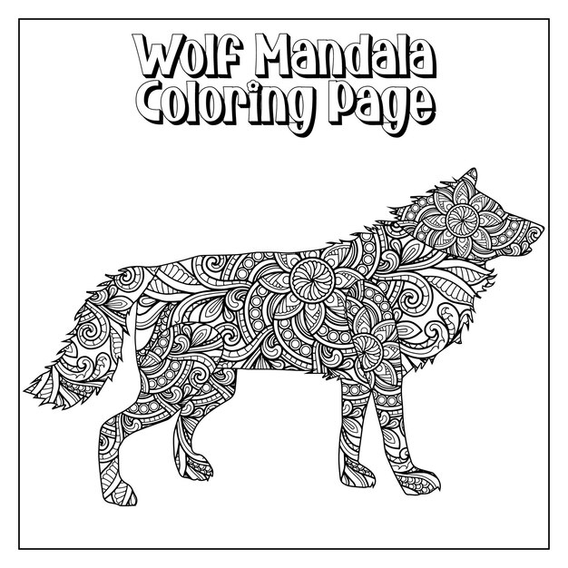 Dibujo de Mandala de Lobo para colorear