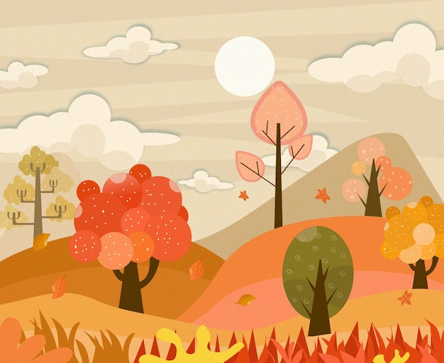 dibujo a mano alzada fondo de otoño con paisaje