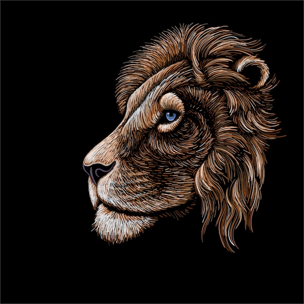 dibujo a mano alzada, perfil de cabeza de león