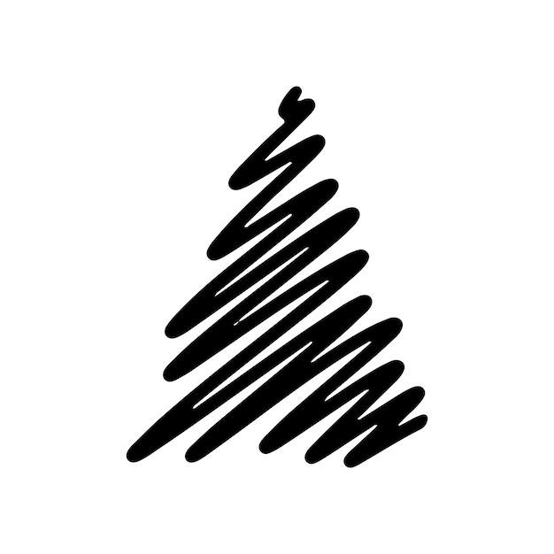 El dibujo a mano del árbol de Navidad es un elemento minimalista