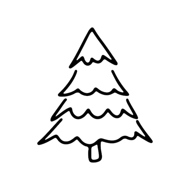 El dibujo a mano del árbol de Navidad es un elemento minimalista