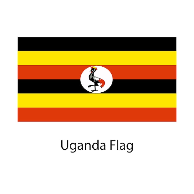 Dibujo a mano de la bandera de Uganda, ilustración basada en vectores