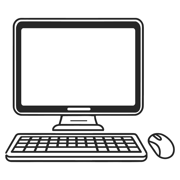 Dibujo a mano de una computadora portátil con teclado o ratón