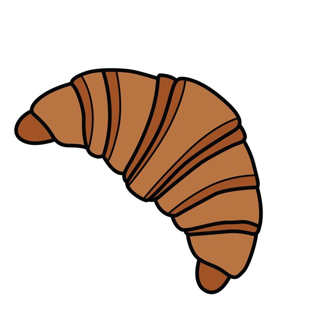 Dibujo a mano de un croissant con detalles escamosos y elegantes