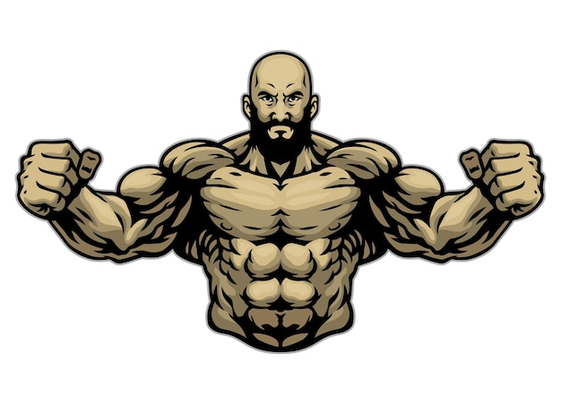 Dibujo a mano de culturista muscular