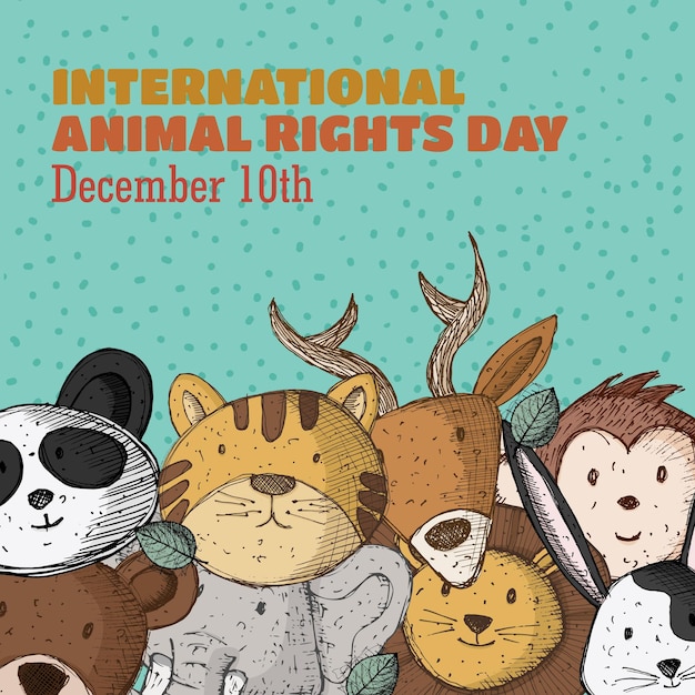 Vector dibujo a mano día internacional de los derechos de los animales banner