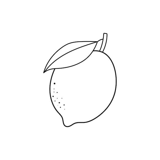 dibujo a mano dibujado por niños dibujos animados ilustración vectorial icono de frutas de limón aislado en fondo blanco