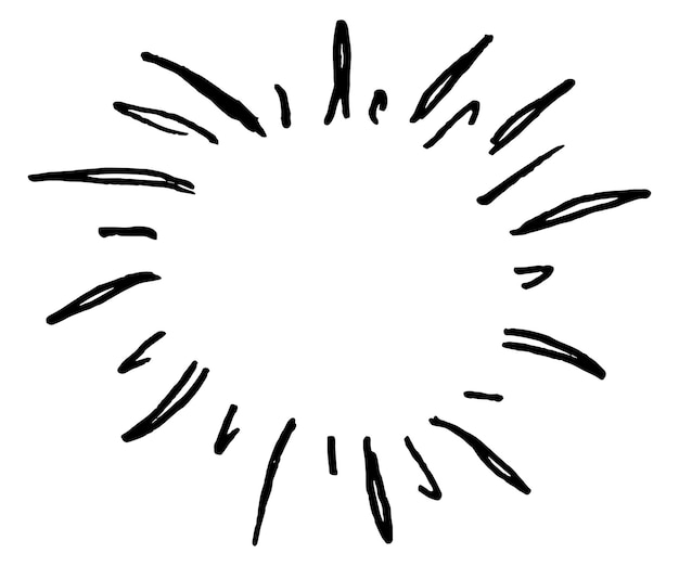 Dibujo a mano dibujado starburst sunburst fuegos artificiales explosión conjunto dibujado elemento de diseño ilustración vectorial