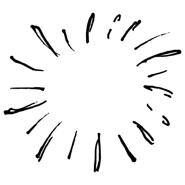 dibujo a mano dibujado Starburst Sunburst fuegos artificiales explosión conjunto dibujado elemento de diseño ilustración vectorial
