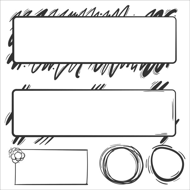 dibujo a mano dibujo marco conjunto círculo caja cuadrado rectángulo pincel pluma línea trazo garabateo elemento