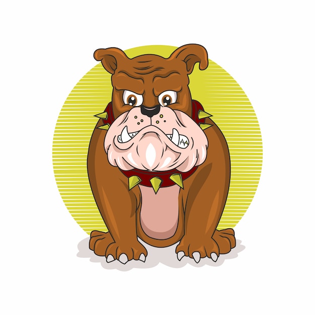 Vector dibujo a mano de dibujos animados divertido bulldog