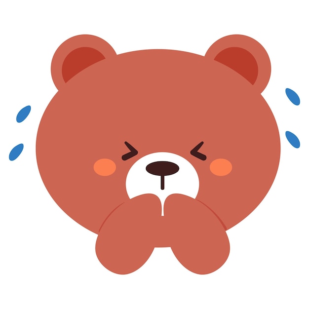 dibujo a mano de dibujos animados oso llorando animal lindo pegatina de garabateo