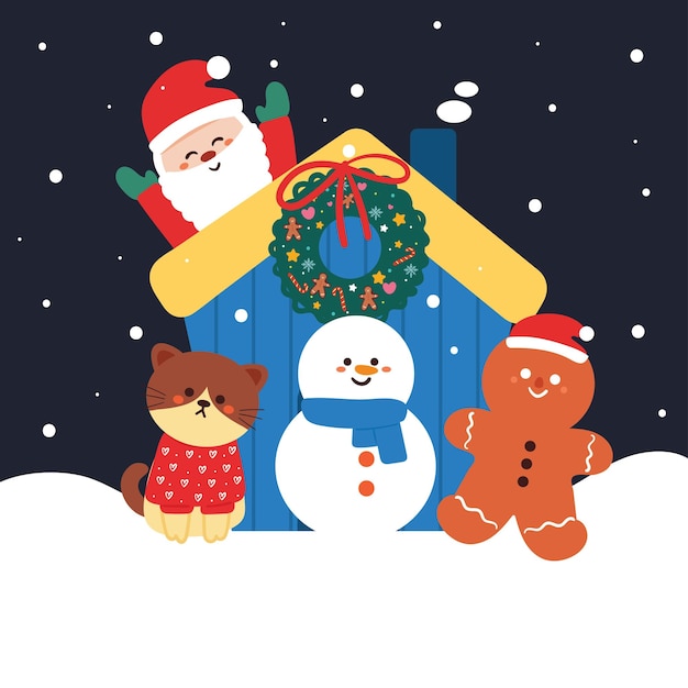dibujo a mano de dibujos animados tarjeta de Navidad papel tapiz fondo papel tapiz de Navidad lindo