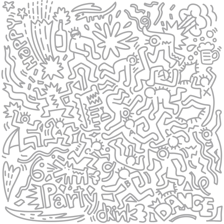 Vector dibujo a mano doodle funny party people