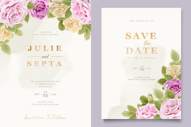 dibujo a mano elegante invitación de boda diseño floral