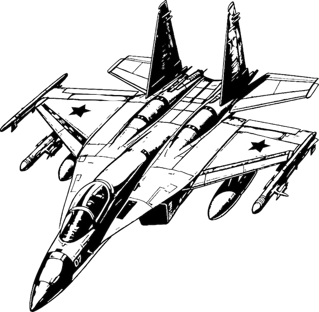 Vector el dibujo a mano de la época de los aviones de combate