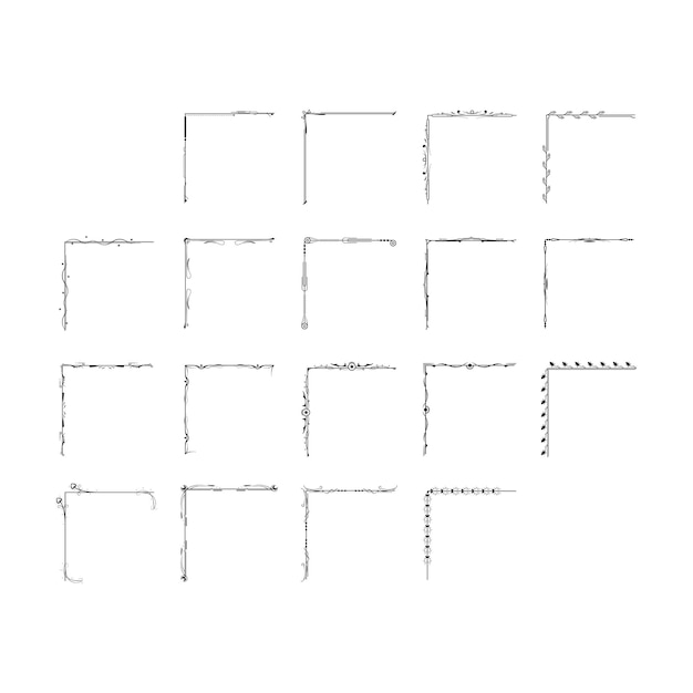 Dibujo a mano de las esquinas de diferentes formas Decoración floral Diseño vectorial Doodle Esbozo Estilo para nosotros
