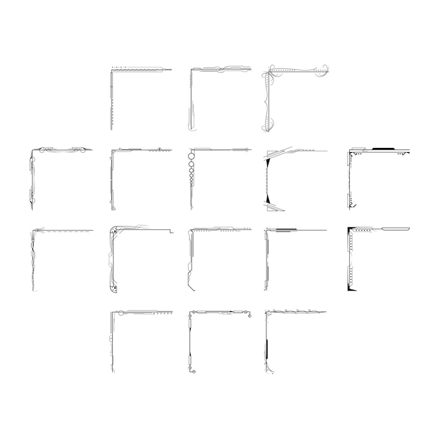 Dibujo a mano de las esquinas de diferentes formas Decoración floral Diseño vectorial Doodle Estilo de boceto