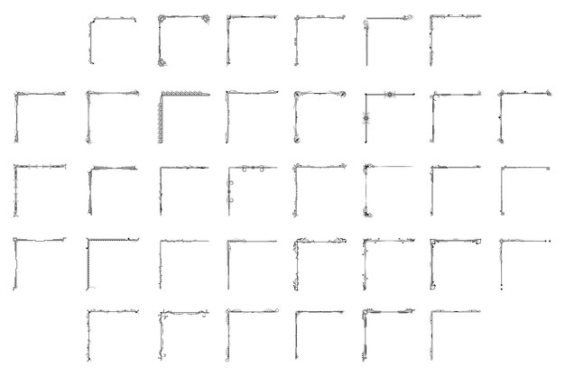 Dibujo a mano de las esquinas de diferentes formas Decoración floral Diseño vectorial Doodle Estilo de boceto