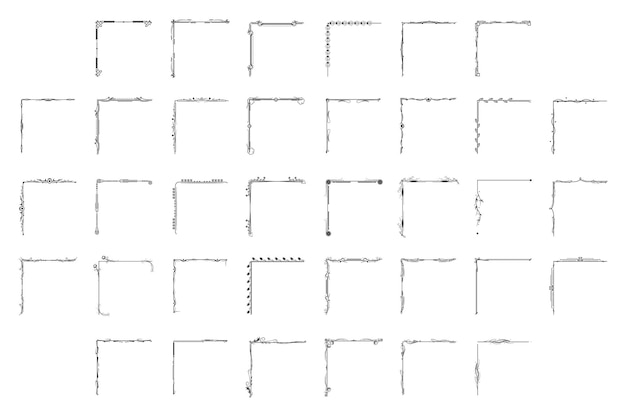 Dibujo a mano de las esquinas de diferentes formas Decoración floral Diseño vectorial Doodle Estilo de boceto