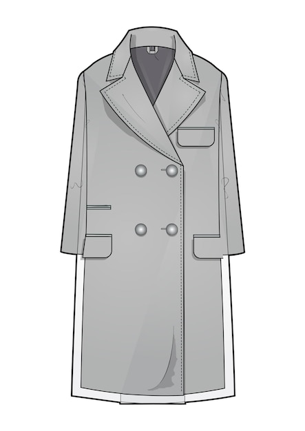 dibujo a mano de estilo de moda boceto abrigo de tela chaqueta del contorno de la trinchera ilustración