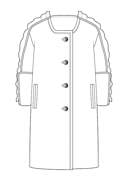 dibujo a mano de estilo de moda boceto abrigo de tela chaqueta del contorno de la trinchera ilustración