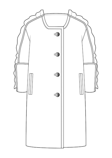 Vector dibujo a mano de estilo de moda boceto abrigo de tela chaqueta del contorno de la trinchera ilustración