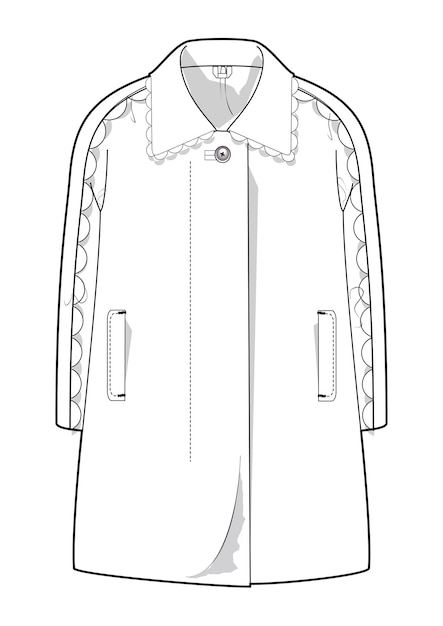 dibujo a mano de estilo de moda boceto abrigo de tela chaqueta del contorno de la trinchera ilustración