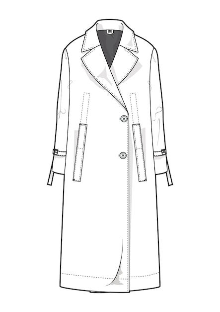 Vector dibujo a mano de estilo de moda boceto abrigo de tela chaqueta del contorno de la trinchera ilustración