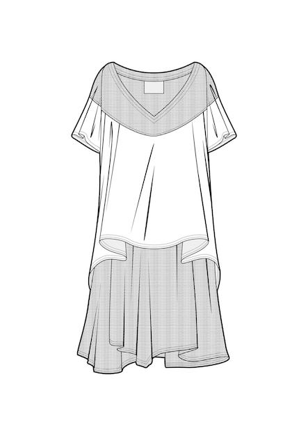dibujo a mano de estilo de moda boceto de tela dibujo del contorno del vestido