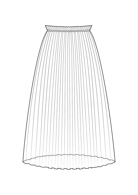 dibujo a mano de estilo de moda boceto de tela dibujo del contorno del vestido