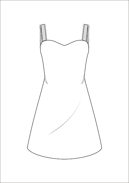 dibujo a mano de estilo de moda dibujo de tela delineado de vestido elegante ilustración