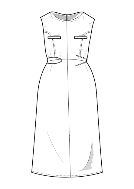 dibujo a mano de estilo de moda dibujo de tela delineado de vestido elegante ilustración