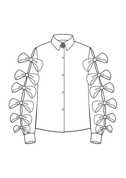 Vector dibujo a mano de estilo de moda dibujo de tela elegante del contorno de la camisa ilustración