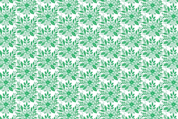 dibujo a mano floral floral patrón sin costuras de verde hojas florales estilo cuadrado de primavera diseño vectorial