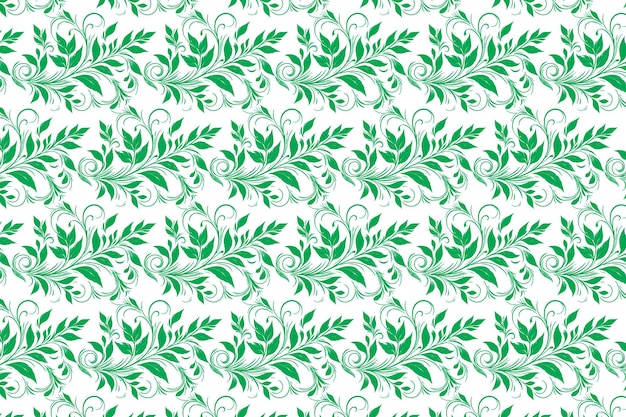dibujo a mano floral floral patrón sin costuras de verde hojas florales estilo cuadrado de primavera diseño vectorial
