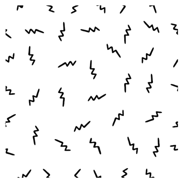 Dibujo de mano de garabato vectorial de fondo blanco y negro sin costuras en forma de zigzag simple