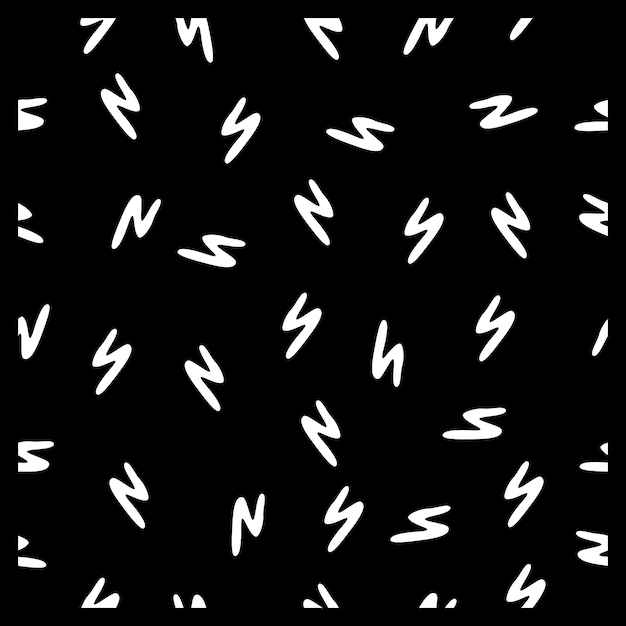 Dibujo de mano de garabato vectorial de fondo blanco y negro sin costuras en forma de zigzag simple