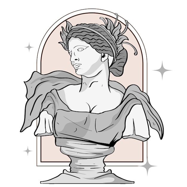 Dibujo a mano Geek tatuajes estatua vaporwave blanco y negro estilo vintage estética para tatuajes