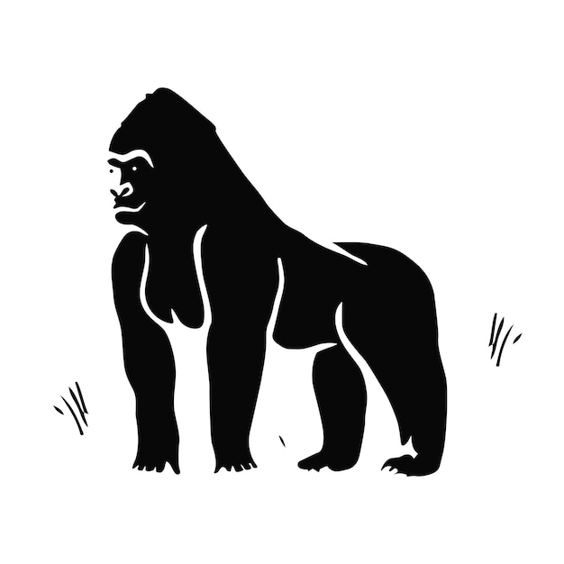 Dibujo a mano de gorila en blanco y negro. ilustración vectorial