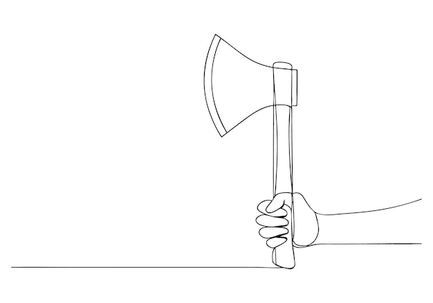 Dibujo de una mano con un hacha