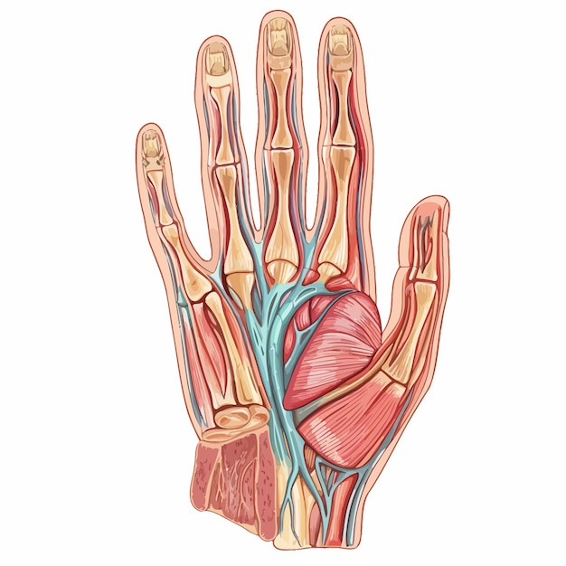 un dibujo de una mano humana con el corazón en él