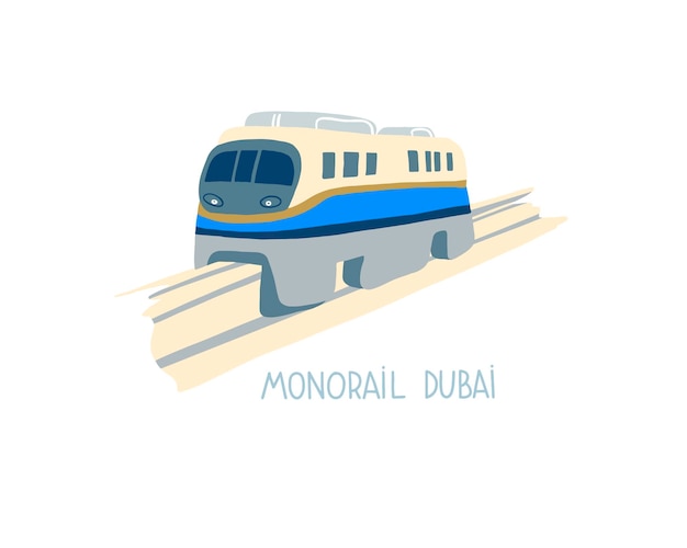 Dibujo a mano del icono de monorriel dubai emiratos árabes unidos